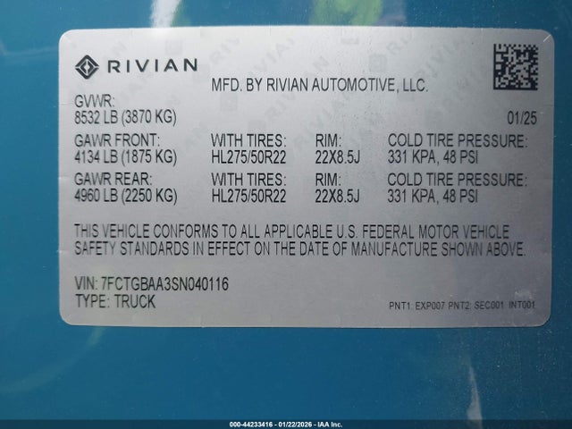 Rivian r1t 2025 7FCTGBAA3SN040116 Image 9