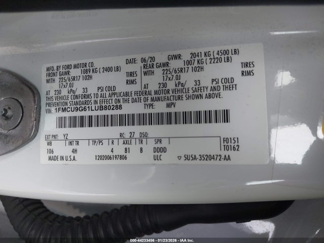 1FMCU9G61LUB80288 Ford ESCAPE SE
