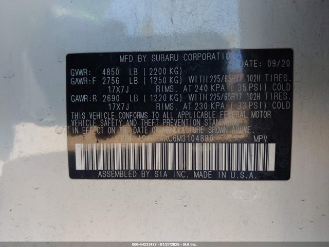 4S4BTAAC6M3104880 Subaru Outback