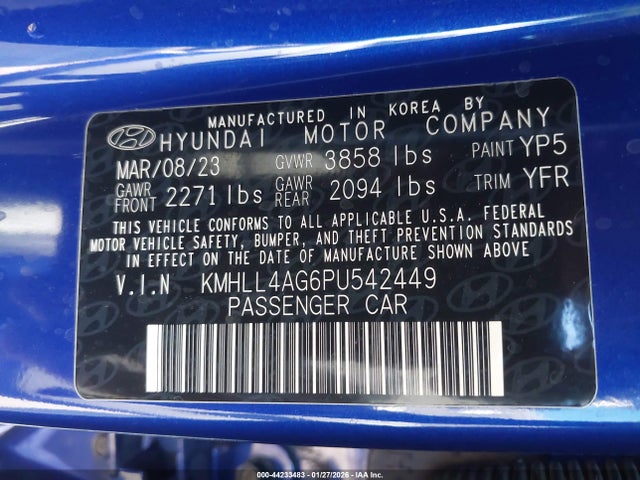 KMHLL4AG6PU542449 Hyundai ELANTRA SE