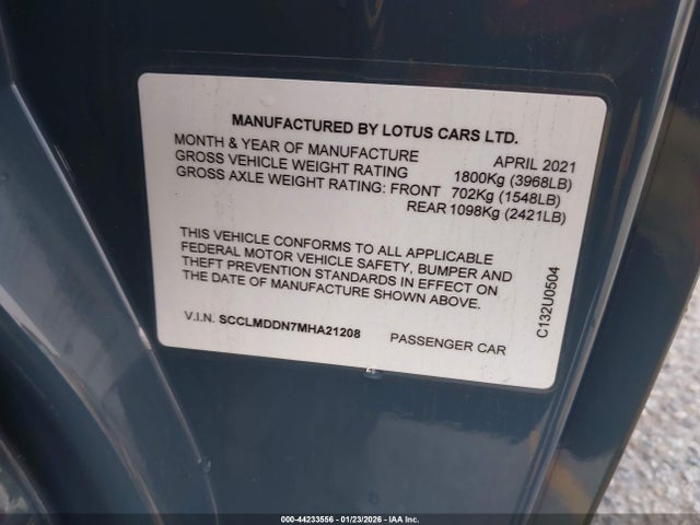 2021 LOTUS EVORA GT SCCLMDDN7MHA21208 Photo 8