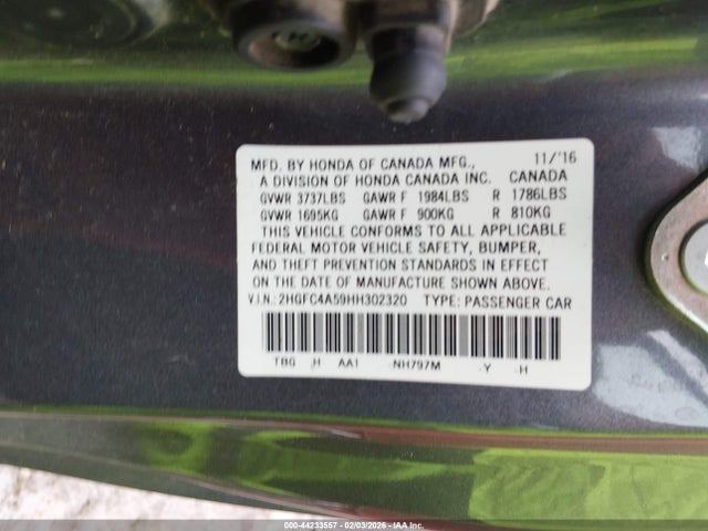 2HGFC4A59HH302320 Honda Civic Lx