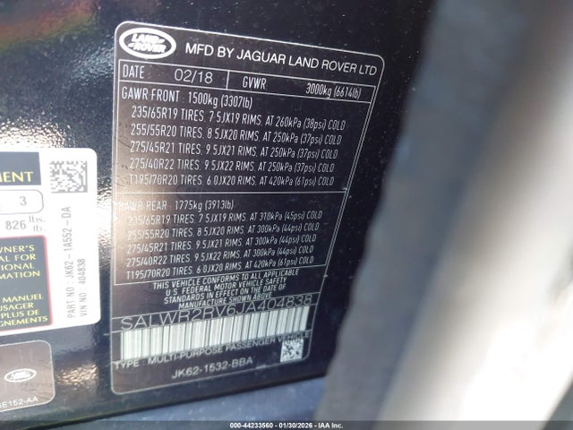 2018 LAND ROVER RANGE ROVER SPORT SALWR2RV6JA404838 Photo 8