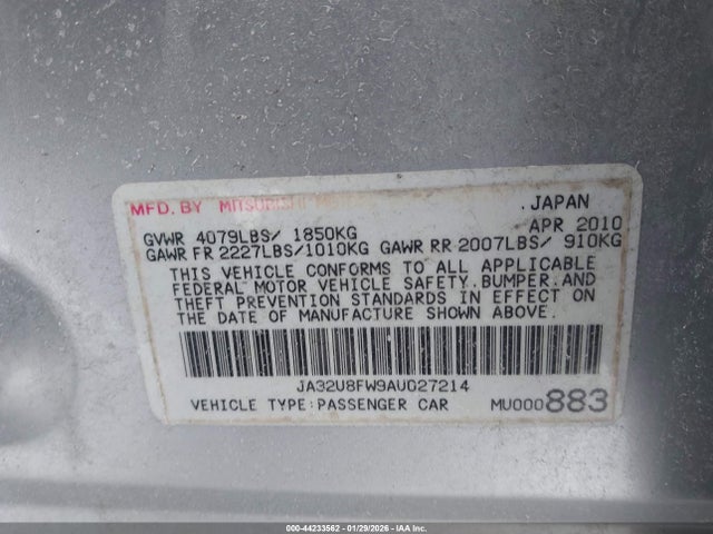 2010 MITSUBISHI LANCER JA32U8FW9AU027214 Photo 8