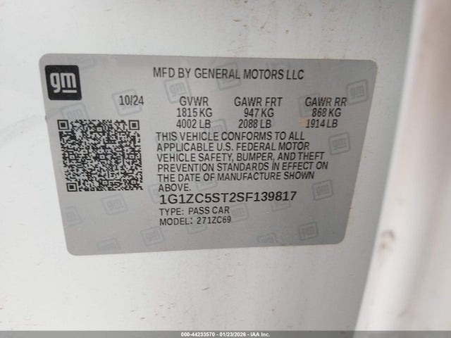 1G1ZC5ST2SF139817 Chevrolet Malibu Fwd 1fl