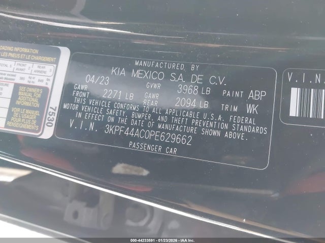 44233591 :رقم المزاد ، 3KPF44AC0PE629662 vin ، 2023 Kia Forte Gt مزاد بيع