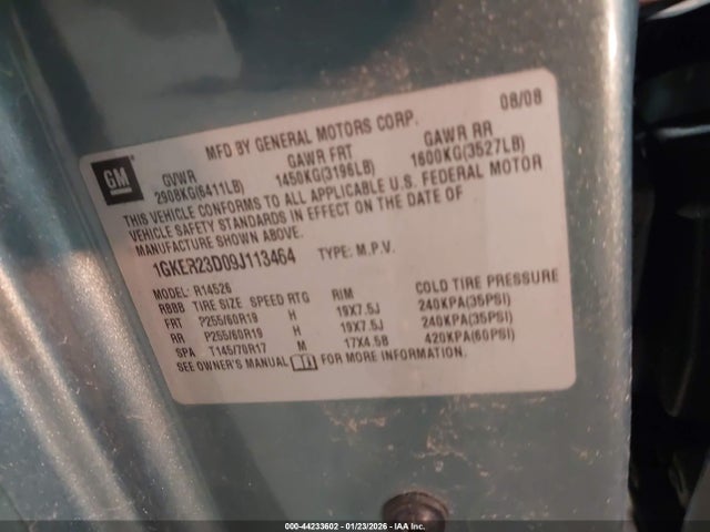 Продаж на аукціоні авто 2009 Gmc Acadia Slt-1, vin: 1GKER23D09J113464, номер лоту: 44233602