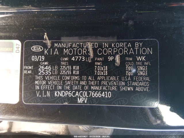 KNDP6CAC0L7666410 KIA SPORTAGE S