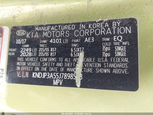 KIA SOUL + 2018 KNDJP3A55J7898583 Image 9