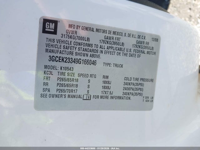 2009 CHEVROLET SILVERADO 1500 3GCEK23349G166046 Photo 8