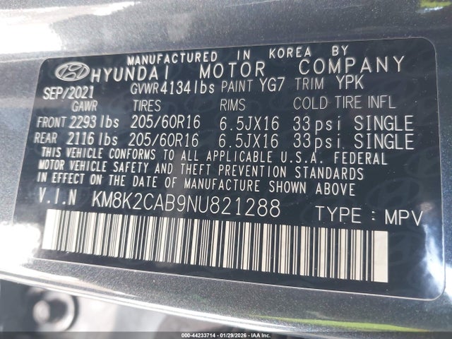 2022 HYUNDAI KONA KM8K2CAB9NU821288 Photo 8