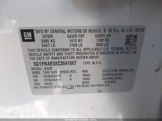 2012 CADILLAC SRX 3GYFNAE3XCS641667 Photo 8