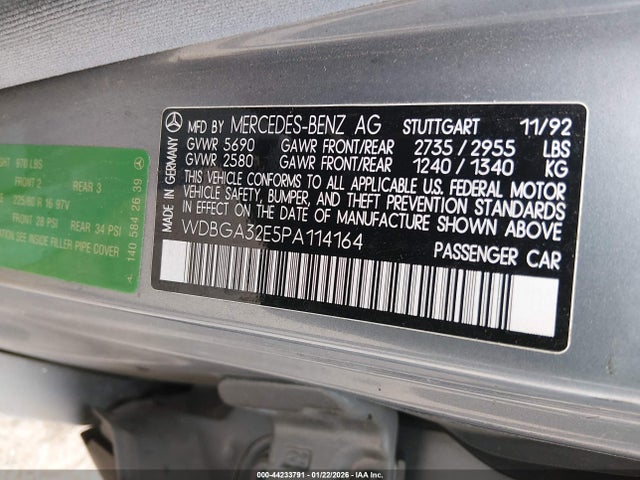 1993 MERCEDES-BENZ 300 WDBGA32E5PA114164 Photo 8