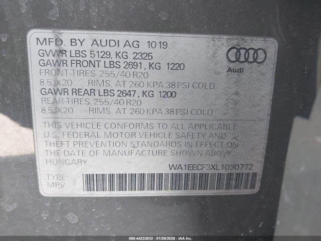 Продажа на аукционе авто 2020 Audi Q3 Premium Plus 45 Tfsi S Line Quattro Tiptronic, vin: WA1EECF3XL1030772, номер лота: 44233832