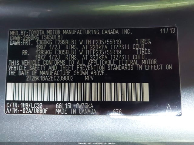 Aukcja sprzedaży 2014 Lexus Rx 350 F Sport, vin: 2T2BK1BA2EC239802, numer aukcji: 44233833