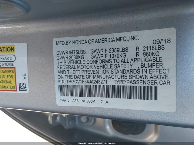 1HGCV1F34JA248271 Honda Accord Sport