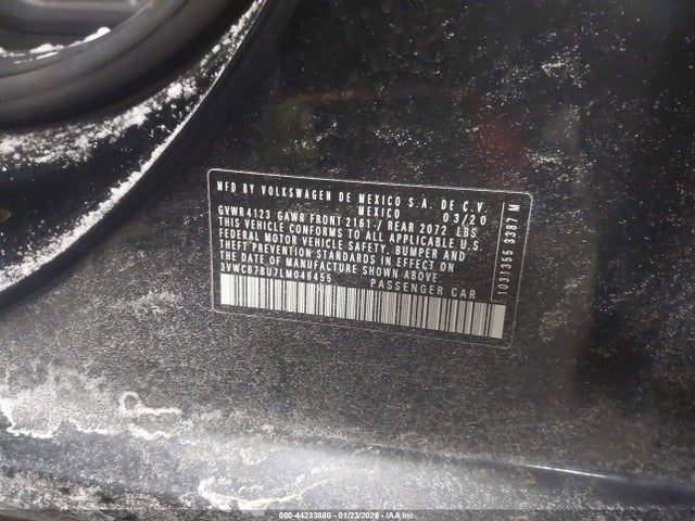 2020 Volkswagen Jetta 1.4t R-line/1.4t S/1.4t Se მანქანა იყიდება აუქციონზე, vin: 3VWCB7BU7LM046455, აუქციონის ნომერი: 44233880