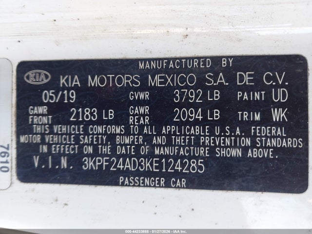 KIA Forte Lxs 2019 3KPF24AD3KE124285 Image 9