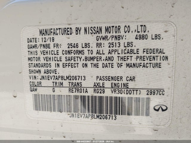 JN1EV7AP8LM206713 Infiniti Q50 LUXE