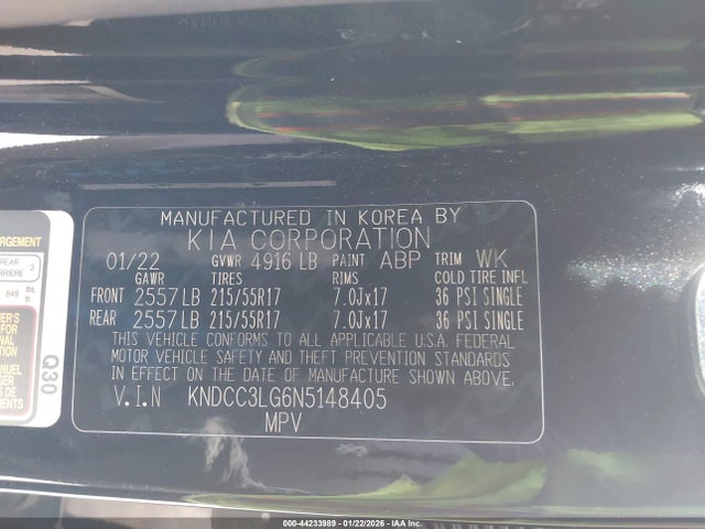 KNDCC3LG6N5148405 KIA Niro Ev Ex