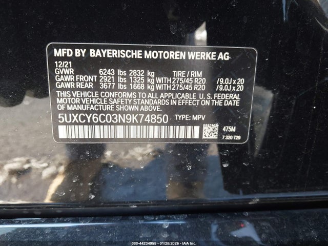 2022 BMW X6 5UXCY6C03N9K74850 Photo 8