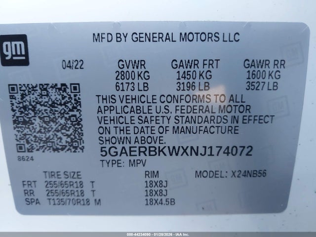 Aukcja sprzedaży 2022 Buick Enclave Fwd Essence, vin: 5GAERBKWXNJ174072, numer aukcji: 44234090