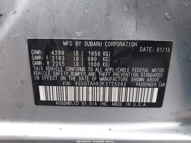 4S3GTAA62K3725292 Subaru Impreza 2.0i