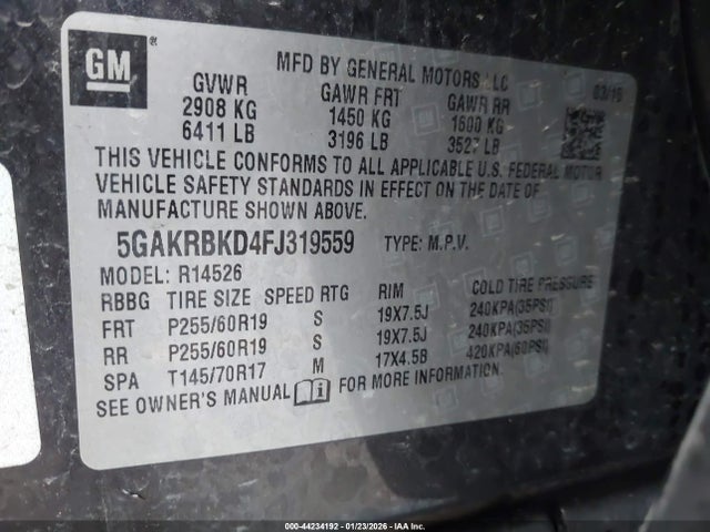 Aukcja sprzedaży 2015 Buick Enclave Leather, vin: 5GAKRBKD4FJ319559, numer aukcji: 44234192