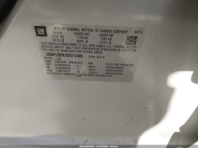 2GNFLGEK3G6312486 Chevrolet Equinox Ltz