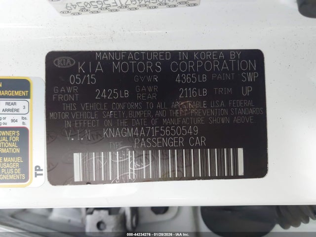 KNAGM4A71F5650549 KIA Optima Lx