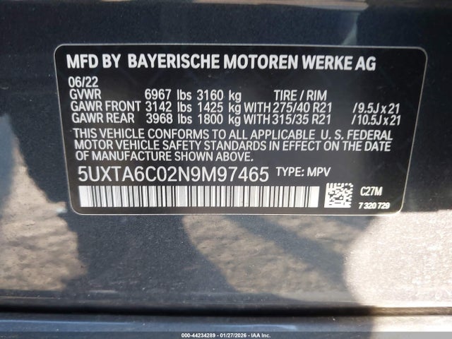 2022 BMW X5 PHEV 5UXTA6C02N9M97465 Photo 8