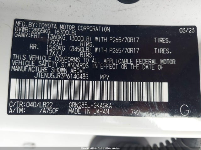 JTENU5JR3P6140485 Toyota 1gr-fe