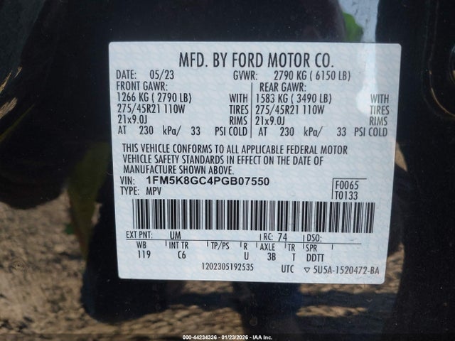 Ford Explorer St 2023 1FM5K8GC4PGB07550 Image 9