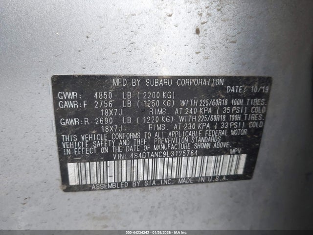4S4BTANC9L3125764 Subaru Outback Limited