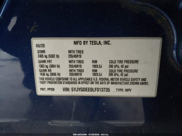 2020 TESLA MODEL Y 5YJYGDEE0LF013735 Photo 8