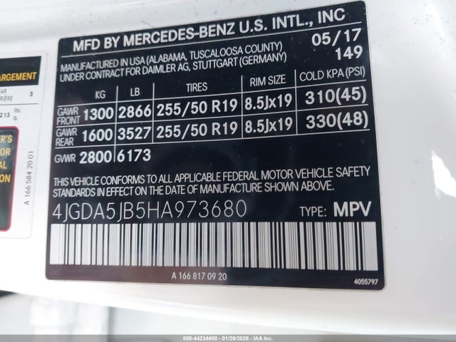 4JGDA5JB5HA973680 Mercedes-Benz GLE 350