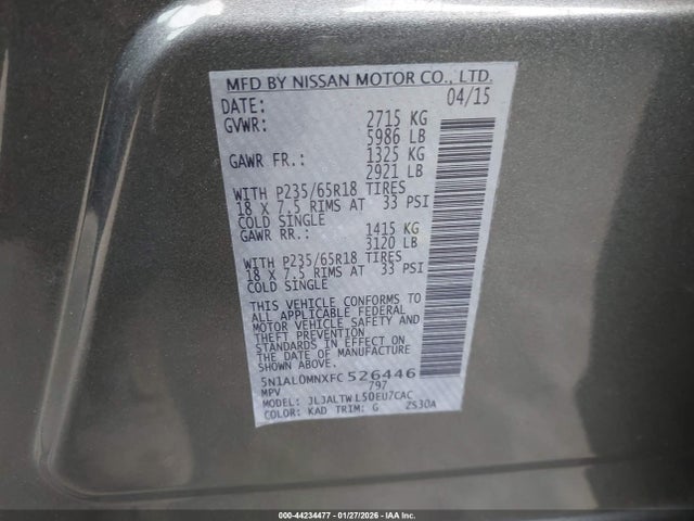5N1AL0MNXFC526446 Infiniti QX60
