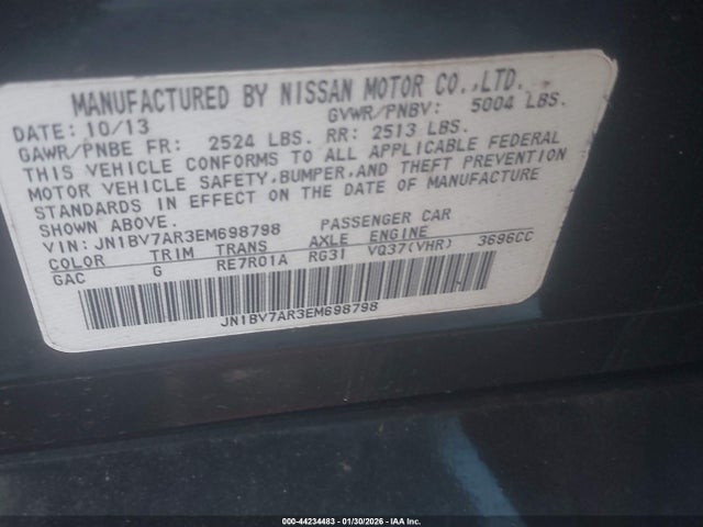 Продаж на аукціоні авто 2014 Infiniti Q50 Sport, vin: JN1BV7AR3EM698798, номер лоту: 44234483