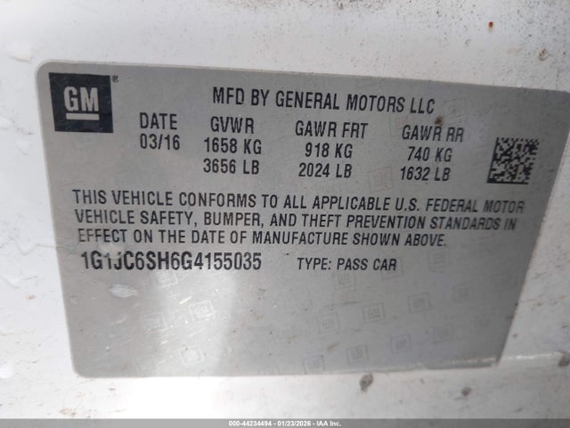 1G1JC6SH6G4155035 Chevrolet Sonic Lt Auto