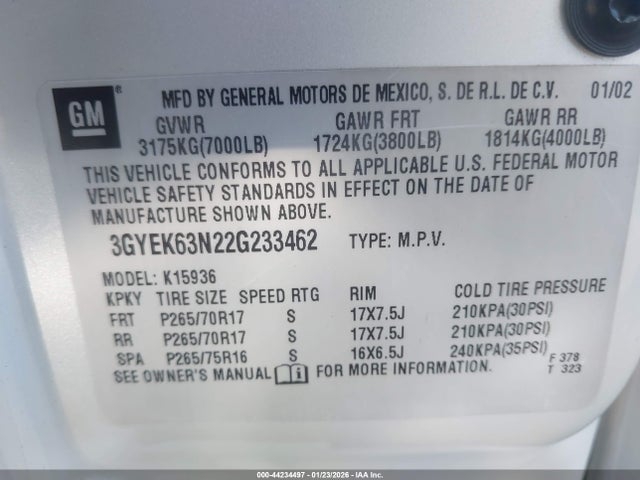 2002 CADILLAC ESCALADE EXT 3GYEK63N22G233462 Photo 8