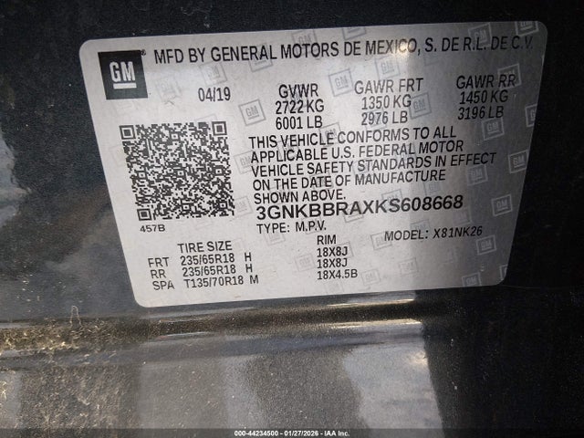 3GNKBBRAXKS608668 Chevrolet Blazer