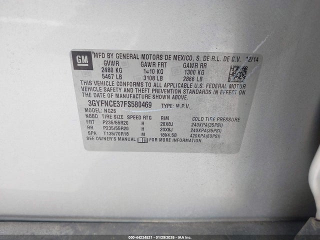 2015 CADILLAC SRX 3GYFNCE37FS580469 Photo 8