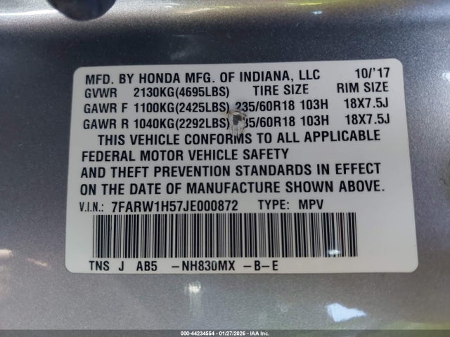7FARW1H57JE000872 Honda CR-V EX