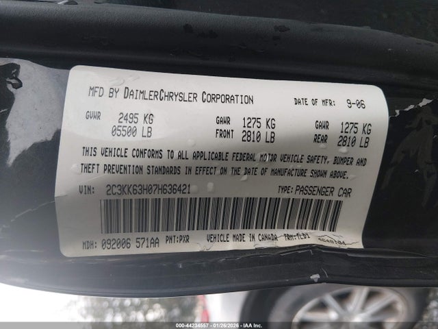 2007 Chrysler 300c მანქანა იყიდება აუქციონზე, vin: 2C3KK63H07H636421, აუქციონის ნომერი: 44234557