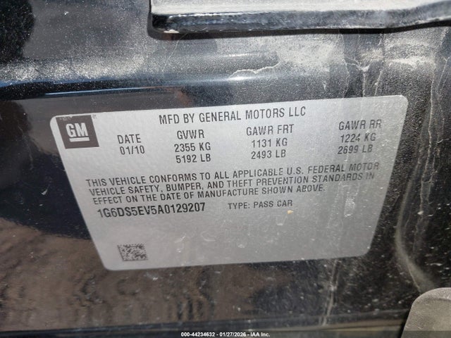 44234632 :رقم المزاد ، 1G6DS5EV5A0129207 vin ، 2010 Cadillac Cts Premium مزاد بيع