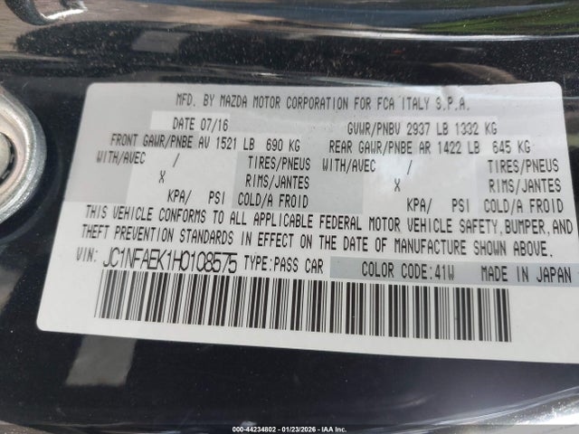 2017 FIAT 124 SPIDER JC1NFAEK1H0108575 Photo 8