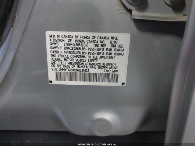 Aukcja sprzedaży 2008 Acura Mdx Technology Package, vin: 2HNYD283X8H521438, numer aukcji: 44234813