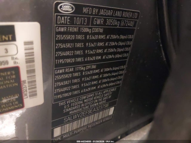 44234850 :رقم المزاد ، SALWV2EF9EA323798 vin ، 2014 Land Rover Range Rover Sport 5.0l V8 Supercharged Autobiography مزاد بيع