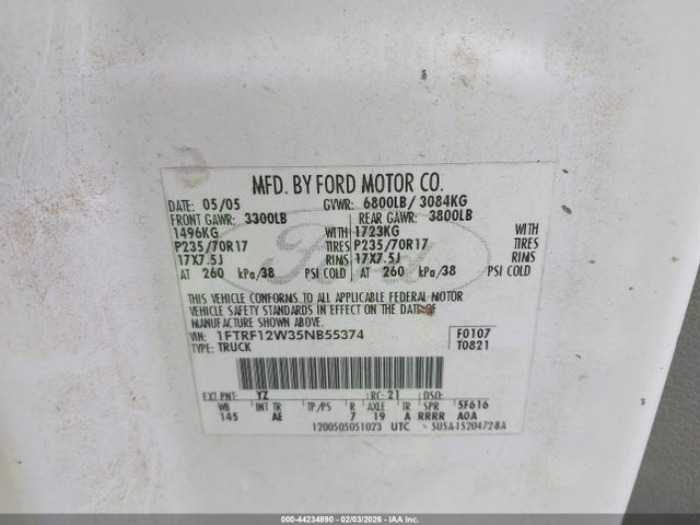 2005 FORD F-150 1FTRF12W35NB55374 Photo 8