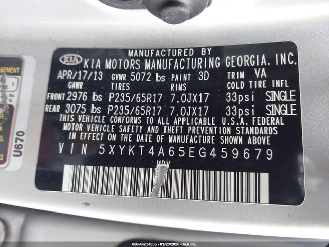 5XYKT4A65EG459679 KIA SORENTO LX
